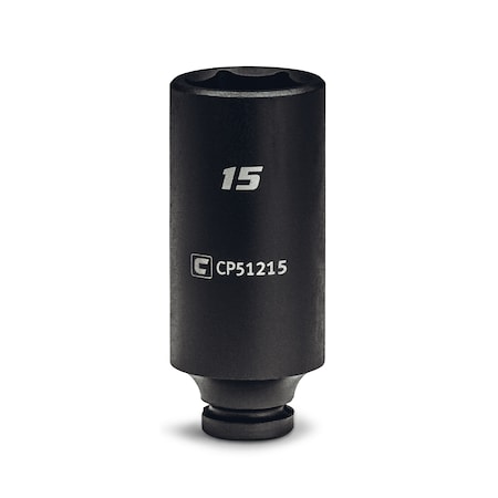 Capri Tools 1/4 in Drive 15 mm 6-Point Metric Deep Impact Socket CP51215